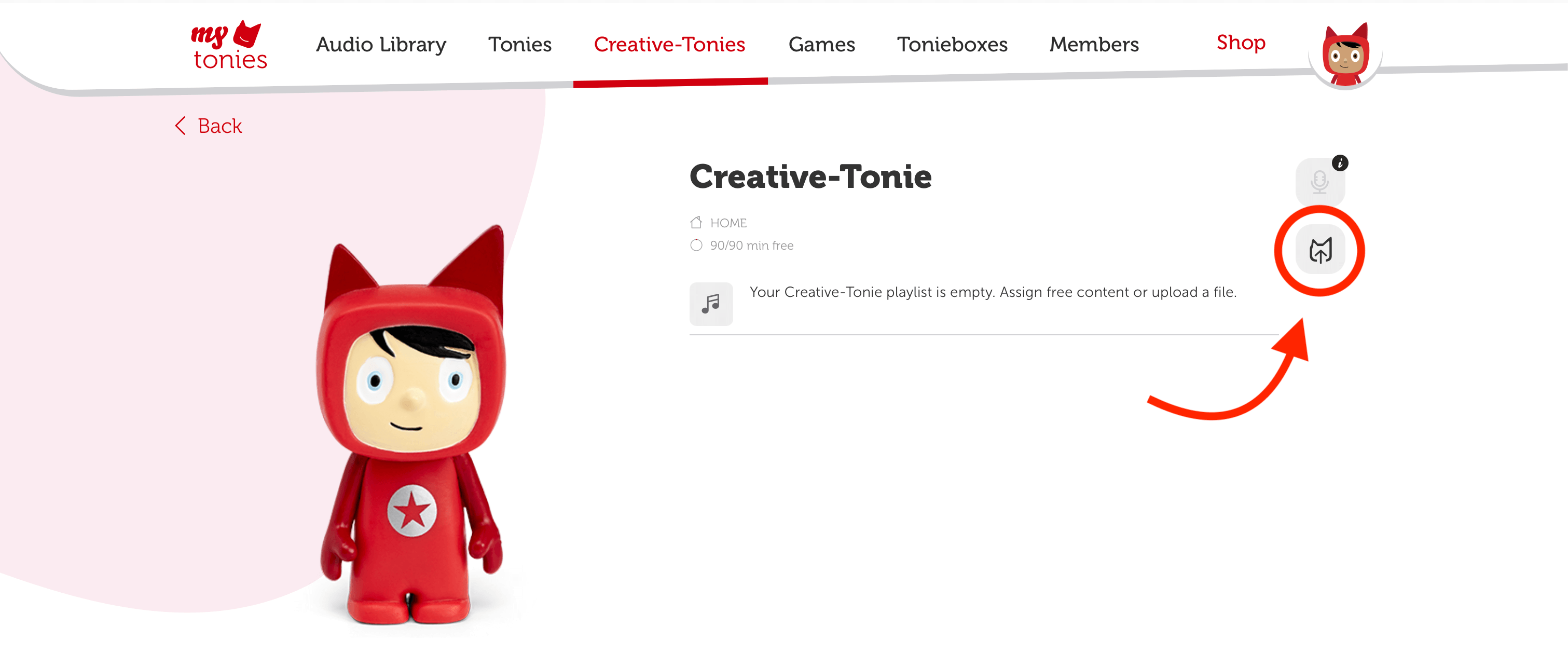 Upload Icon Creative Tonies Website